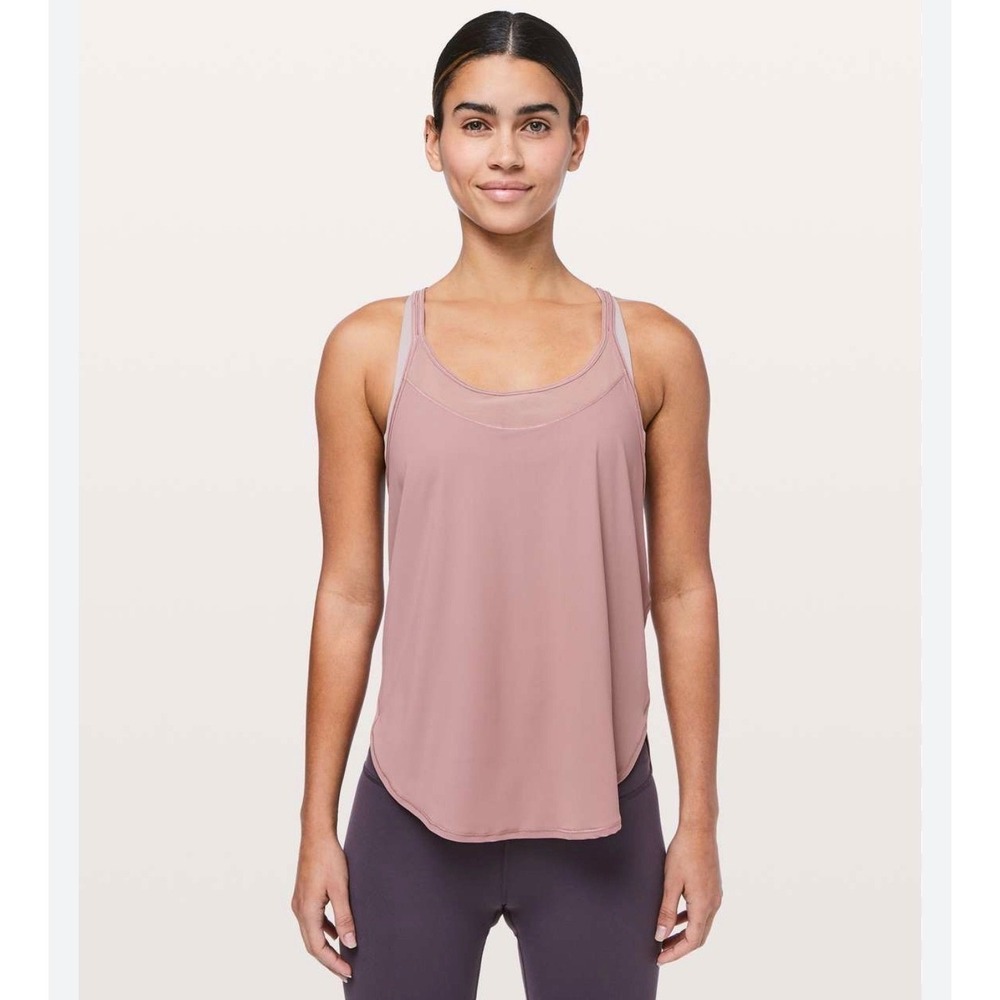 Lululemon Sculpt Tank Top Pink Strappy Racerback Mesh Training Activewear Womens